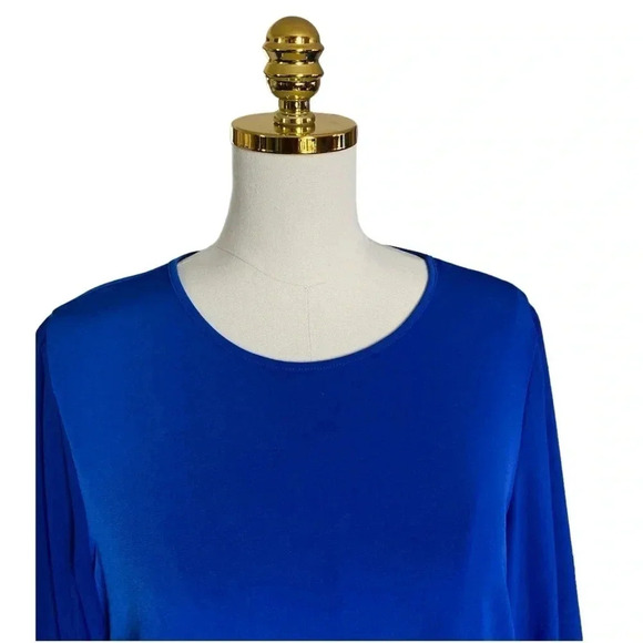 CALVIN KLEIN | Women's Long Sleeve Blue Jersey with Chiffon Sleeves Top Size M - Picture 5 of 10